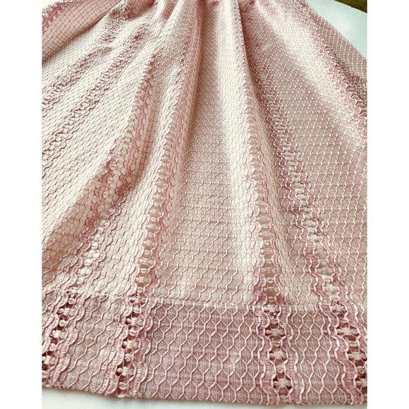 Vintage 70s pleated curtain, dusty rose, blush pink, mesh net panel - Picture 6 of 10